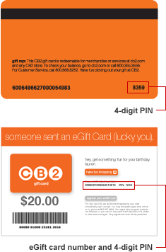 how to check CB2 gift card balance
