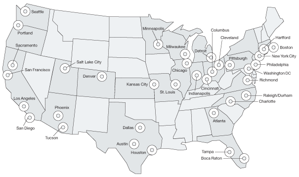 U.S. map of shipping points